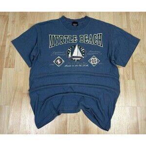 Vintage 90s Single Stitch / Myrtle Beach Big Graphic T-Shirt / Size Large